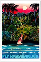 JUNIQE - Poster met kunststof lijst hawaii2 -13x18 /Blauw & Groen