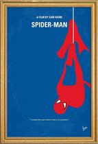 JUNIQE - Poster met houten lijst Spiderman -13x18 /Blauw & Rood