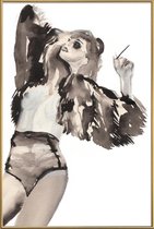 JUNIQE - Poster met kunststof lijst Youre Banned Too -40x60 /Grijs &