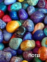 Notes: Large Wide Ruled One Subject Notebook With Colorful Pebbles On The Cover