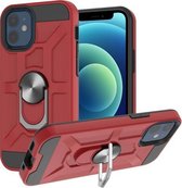 War-god Armor TPU + PC Schokbestendige magnetische beschermhoes met ringhouder voor iPhone 12 mini (rood)