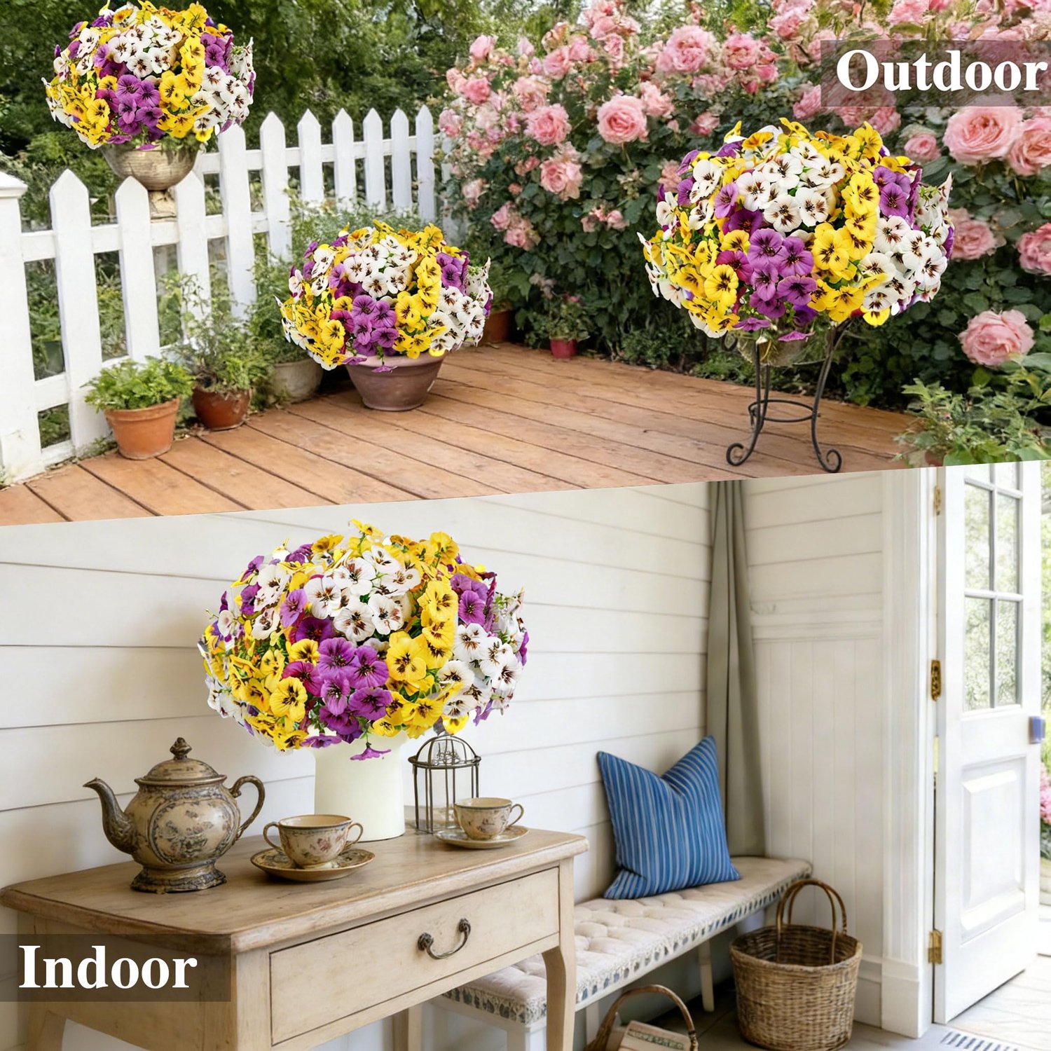 Kunstbloemen 6 bundels - uv-bestendig - weerbestendig - ideaal voor balkon en tuin - ShopVlot