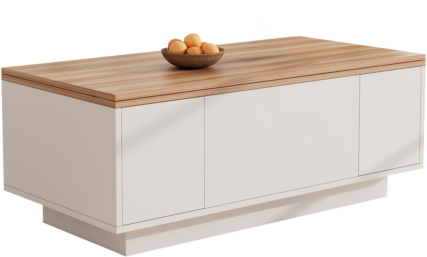 SONNENH Lift-up salontafel met uitklapblad en 2 deuren - Spaanplaat - 100 x 50 cm - Wit met houtlook