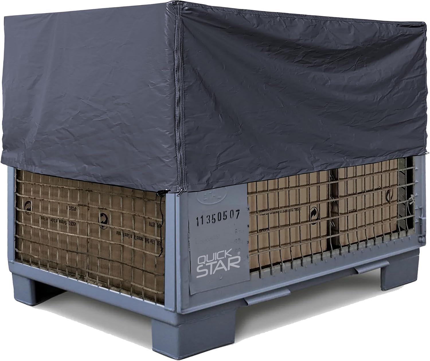 Grid box cover PVC tarp 125x85x50 cm PVC fabric 350 g/m² grey protective cover tarpaulin dust protection