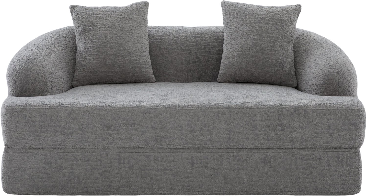 SONNENH 2-zits slaapbank met uitklapbare zitting en 2 losse kussens - Chenille - 157 cm - Lichtgrijs