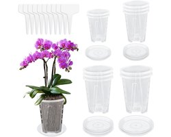 Doorzichtige Potten - Plantenbakken Orchideeën - Planten Verzorgen - Met Drainage Gaten - Set van 10 - Transparant
