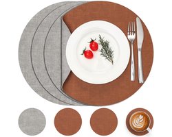 Myir JUN Leather Placemat Round and Coasters,Table Mats Waterproof Wipeable Double Sided Place Mats Coffee Mats - ShopVlot