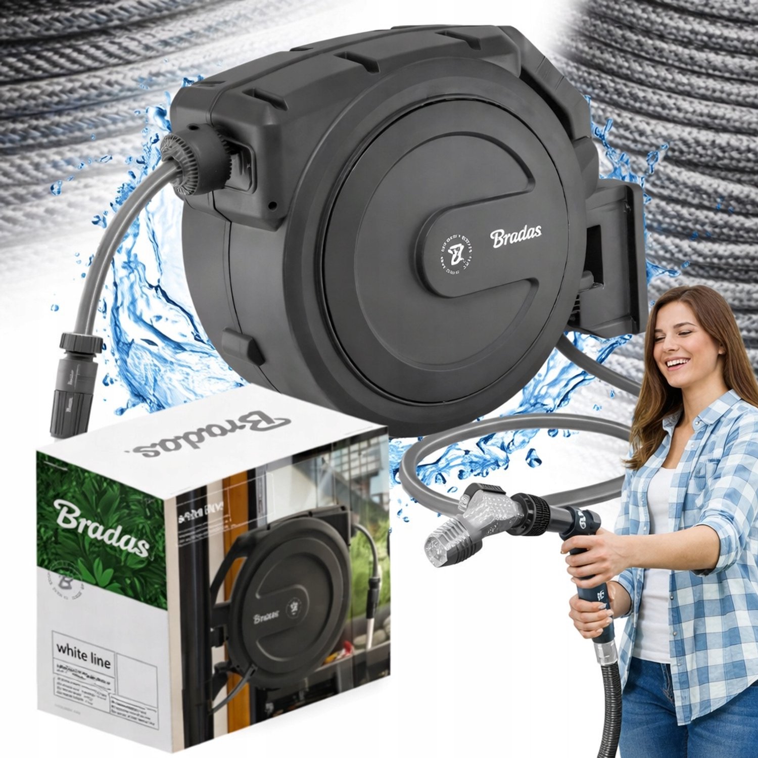 Automatische tuinslanghaspel 25m 1/2" met muurbeugel