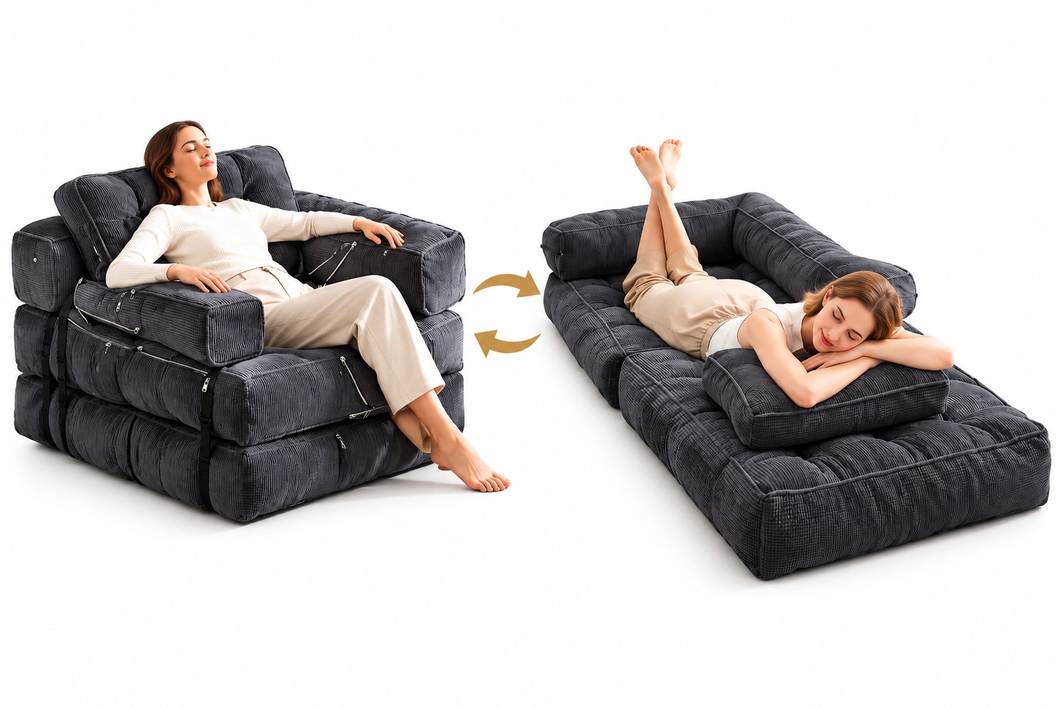 VILIMA - Slaapbank - Slaapbank 1 persoons - Loungestoel - Fluweel zacht - Zeer comfortabel - Voldoende veerkracht - 170x85x22 cm - Grijs