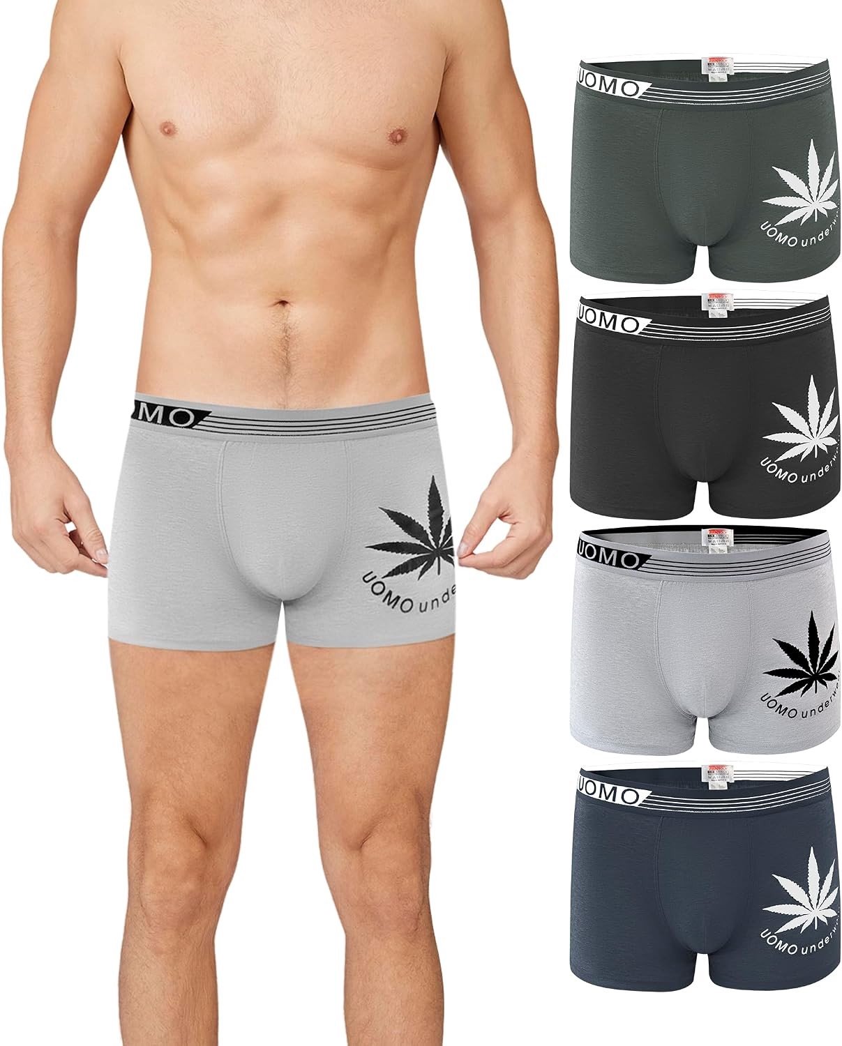 Set van 4 herenshorts van katoen - comfortabele boxershorts met Y-front, ademend en perfect voor dagelijks gebruik