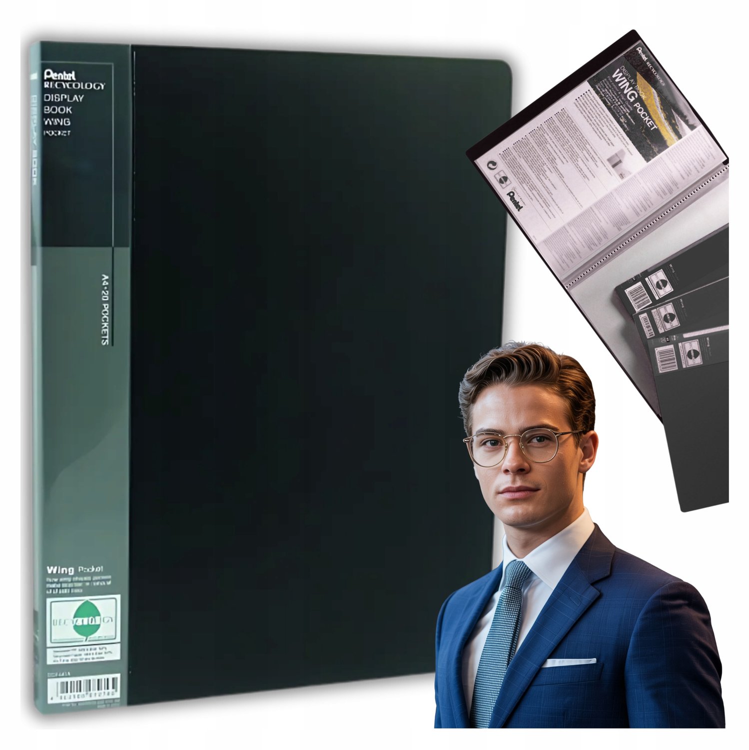 Pentel Wing A4 Offertealbum Zwart - 40 Vakken, Professioneel