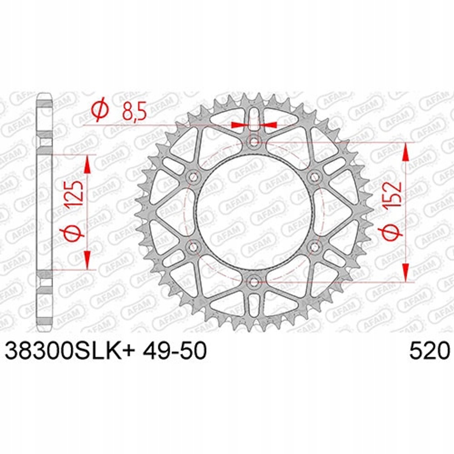 AFAM Achtertandwiel 520 #48 Tanden voor Beta RR