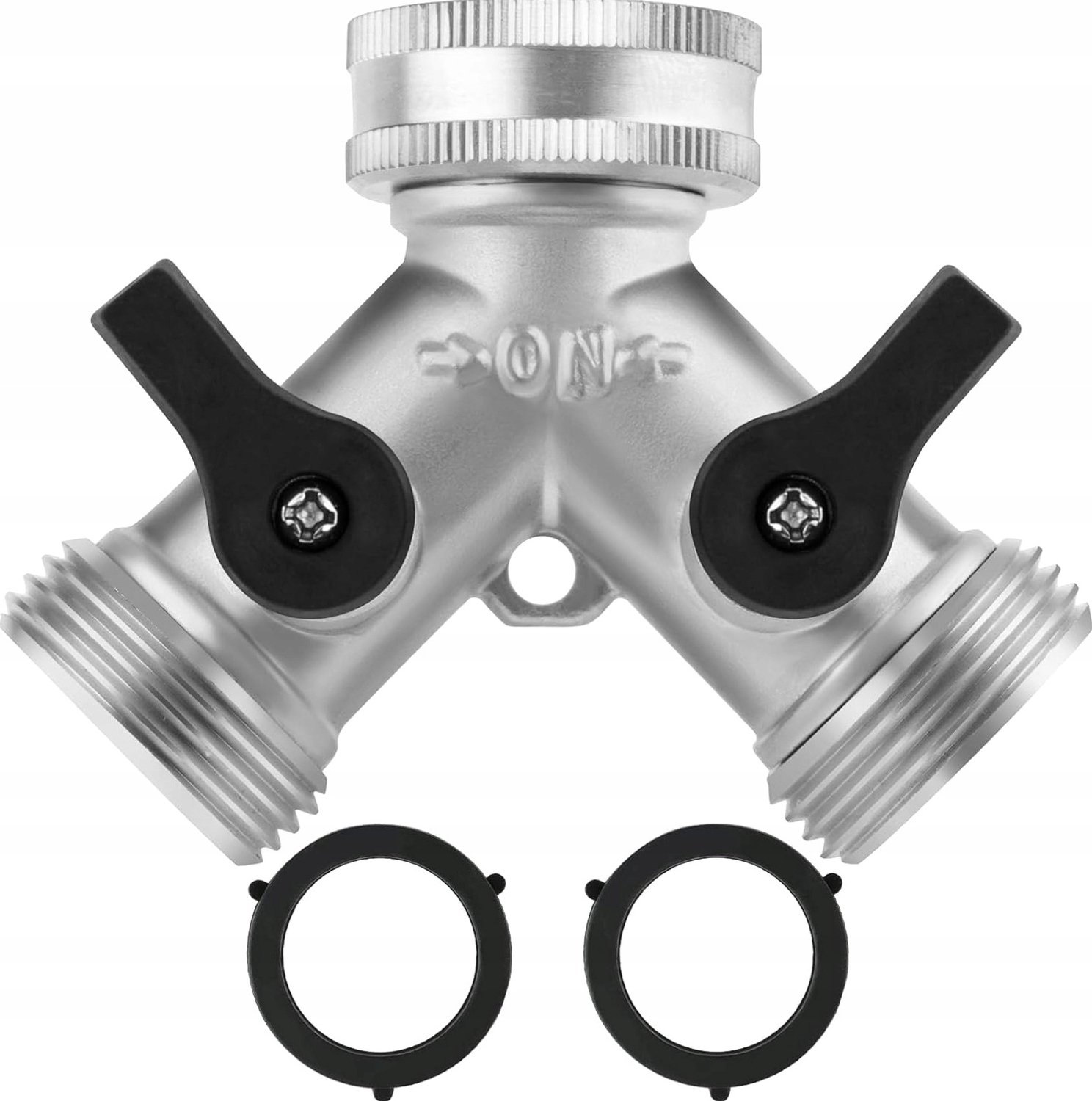 Messing 3/4" waterverdeler met 2 uitgangen voor tuinslang
