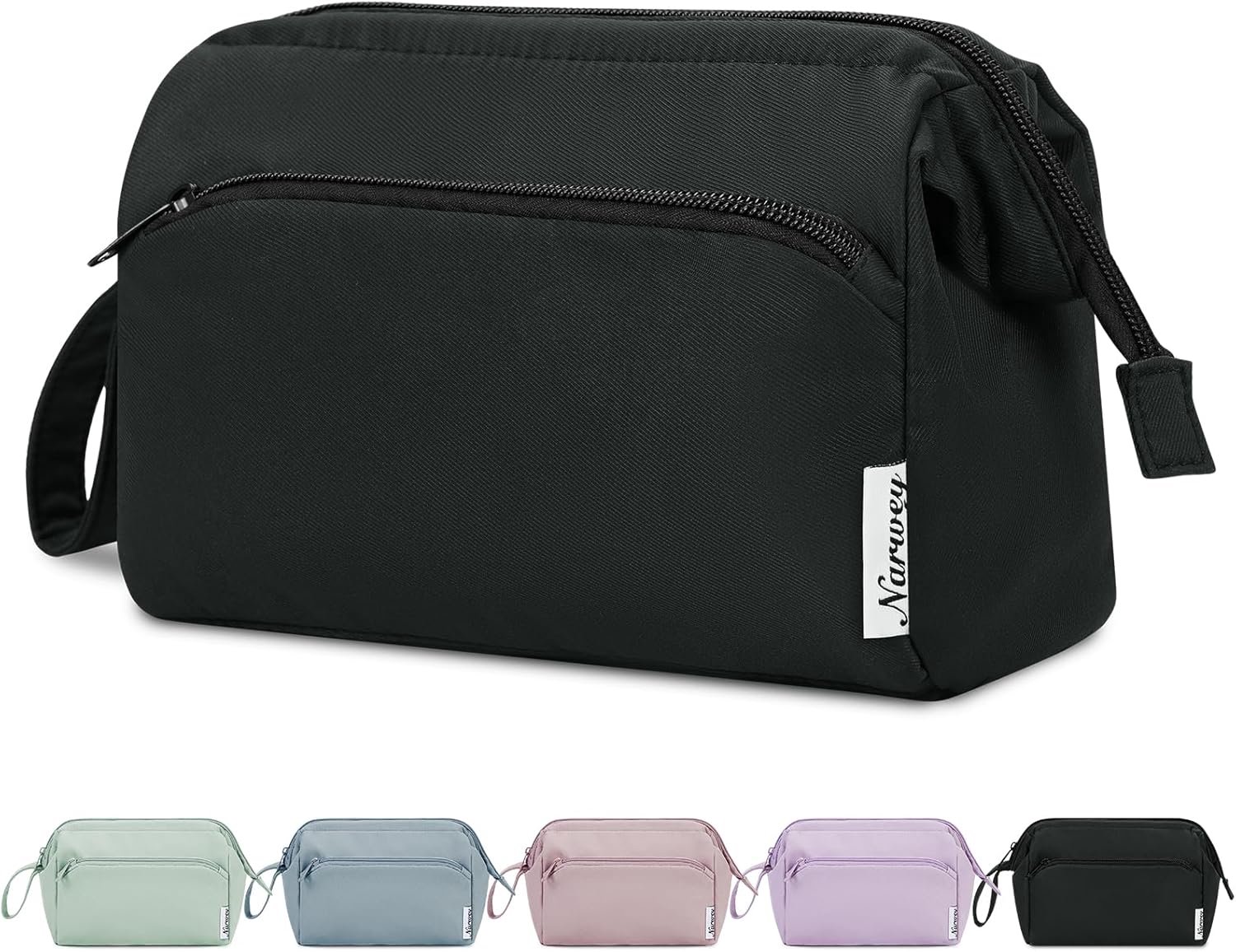 SnelShoppen - Grote Makeup Tas met Brede Opening Rits, Reistas, Toilettas en Cosmetic Organizer voor Vrouwen (Zwart)
