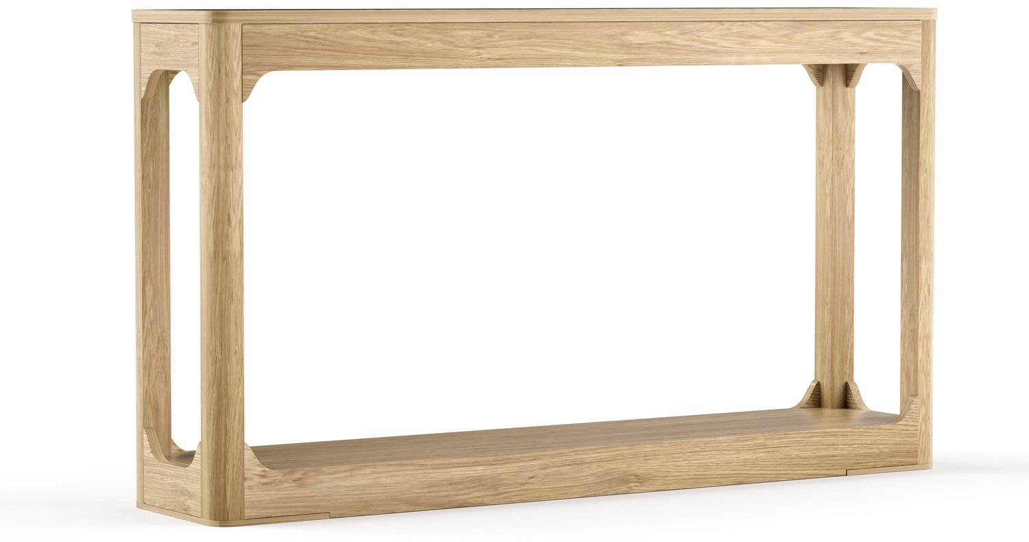 SONNENH Smalle sidetable met open onderplank - Natuurlijke houtlook - 140 x 30 x 79 cm