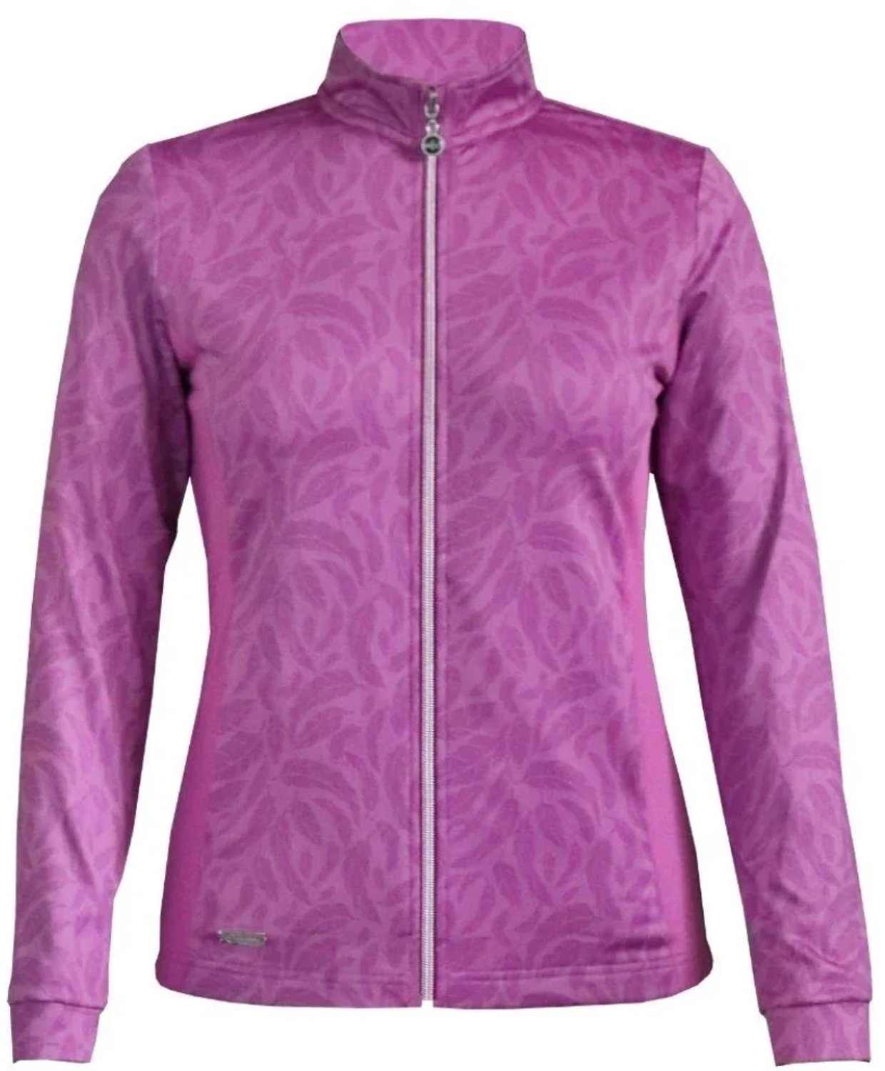 Island Feather Print Stretch Dames Top Layer Roze