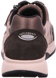 Achterkant van de bruine Gabor Rollingsoft sneaker met het 'rollingsoft' logo op de hiel.