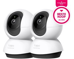 Tapo C220 Beveiligingscamera Binnen 2-pack - Bundelvoordeel - 2K 4MP QHD - Consumentenbond Beste Koop - 360° Draaibaar - Automatisch Volgen - Persoons-, Huisdier- & Huildetectie - 12m Nachtzicht - 99 dB Sirene - microSD tot 512GB - Geen Abonnement