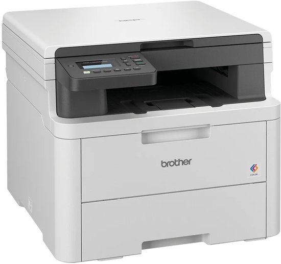 Witte Brother kleuren-ledprinter, vooraanzicht in driekwartshoek.