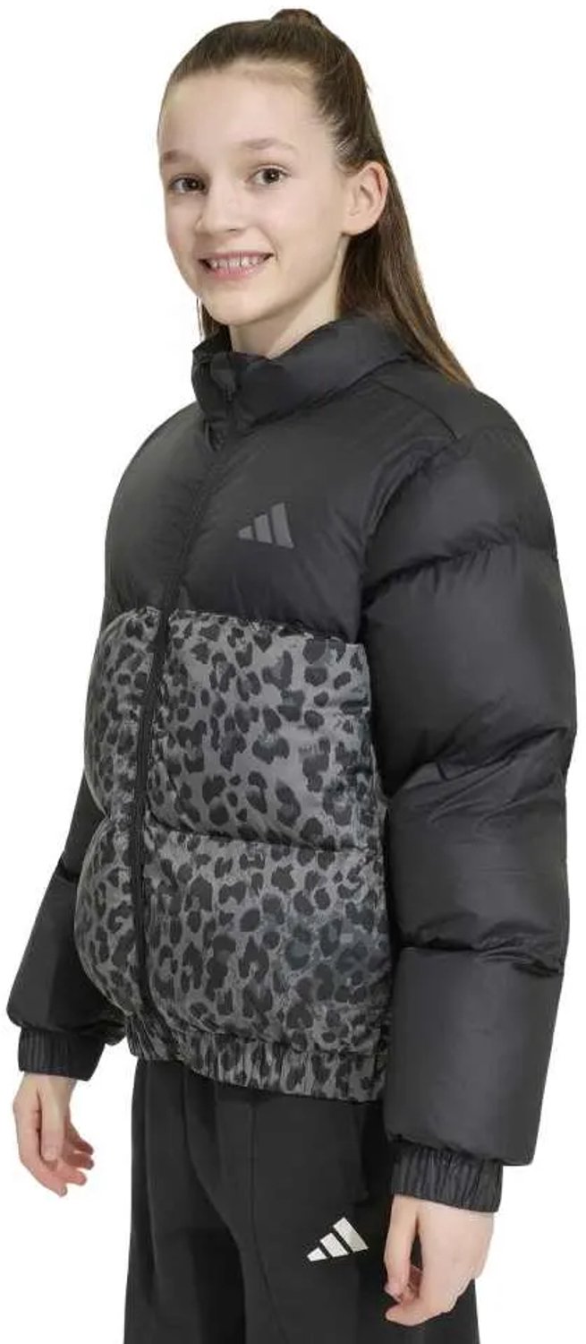 Adidas Synthetic Down Aop Jas 13-14 Years Meisje Zwart