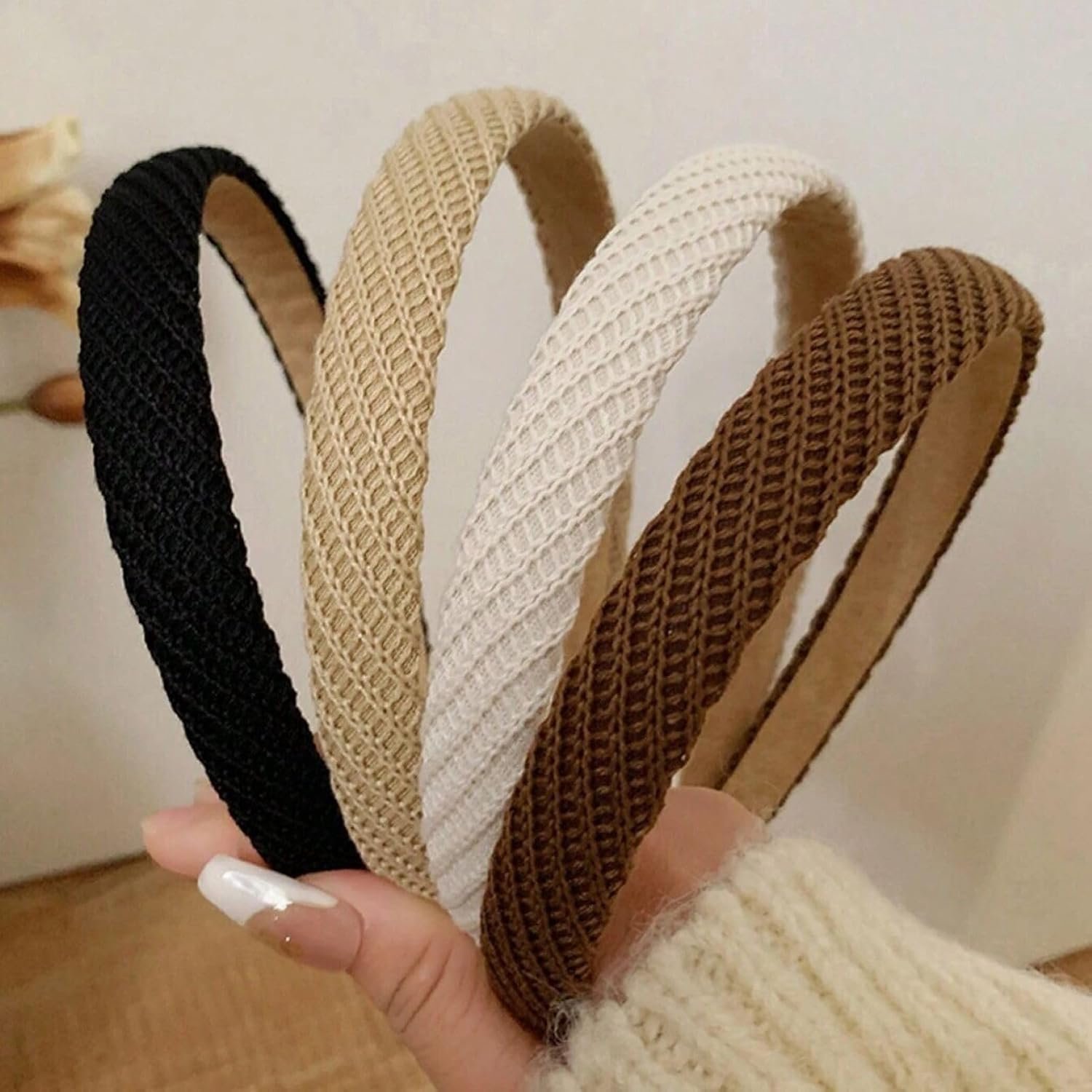 Haarband - 4-delige Set Lichtgewicht Gebreide Hoofdbanden voor Vrouwen - Stijlvol Antislip Haaraccessoire - Effen Kleuren - 4 Stuks