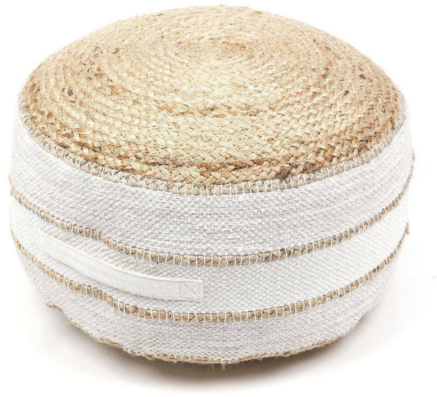 Today - Ronde poef Indies, jute en katoen, Ø 50 cm