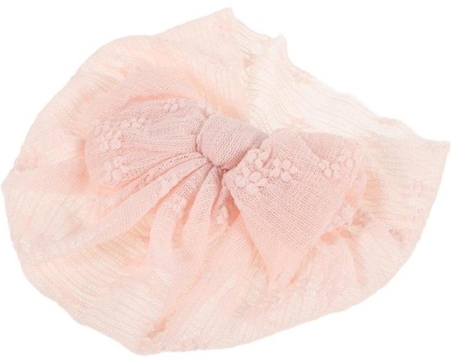 Babymutsje met strik - Newborn babyhoedje - Comfort en stijl - Transparant ademend materiaal - 18 x 17 cm