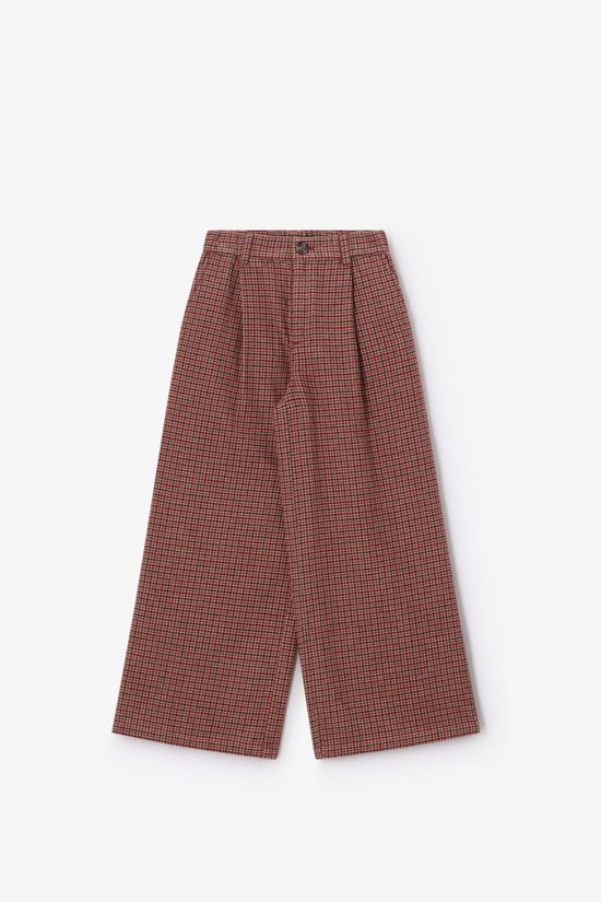 Bruine Wide Leg Broek Met Ruitjes