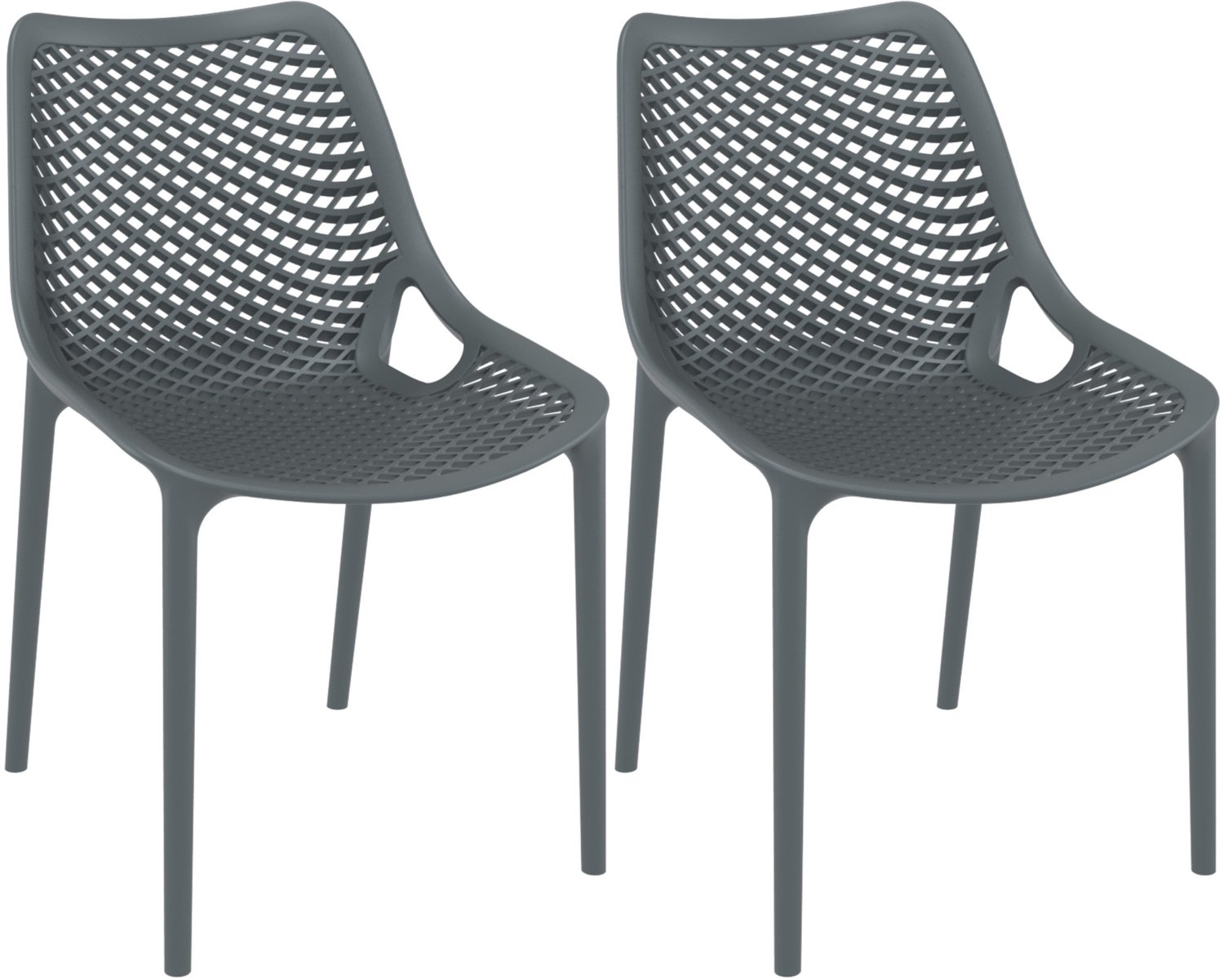CLP Set van 2 Tuinstoelen Air - Stapelbaar - Belastbaar tot 180 kg - donkergrijs