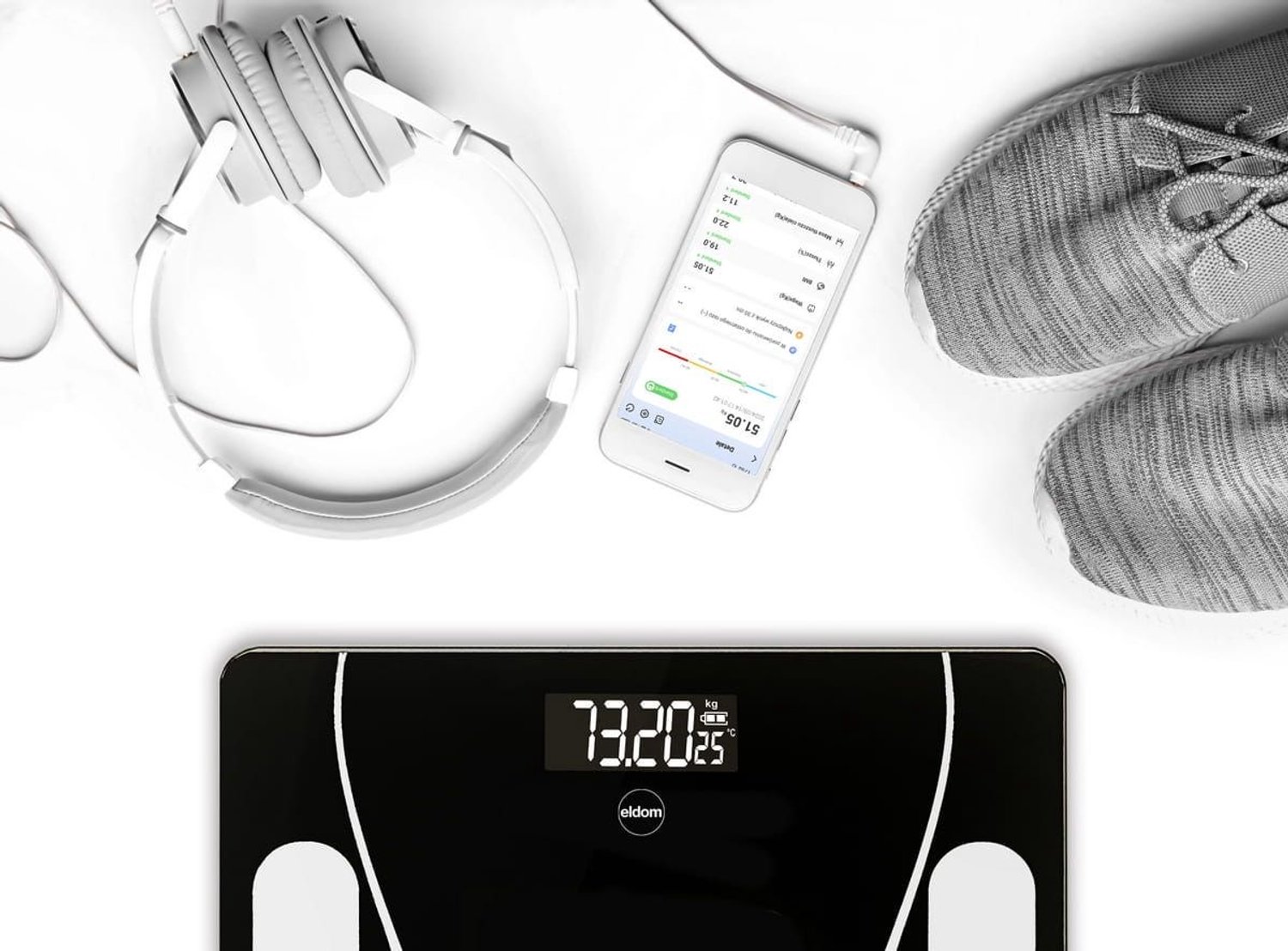 Eldom slimme personenweegschaal TWO610 - 180 kg, BMI, botmassa, nauwkeurigheid 50 g