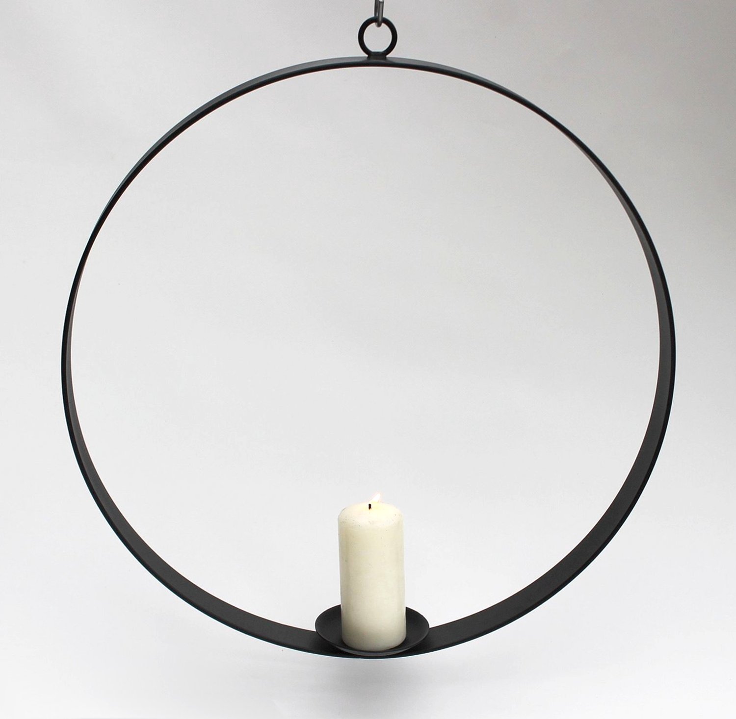 ‎DanDiBo Wandkandelaar rond - Zwart metaal - Diameter 50 cm