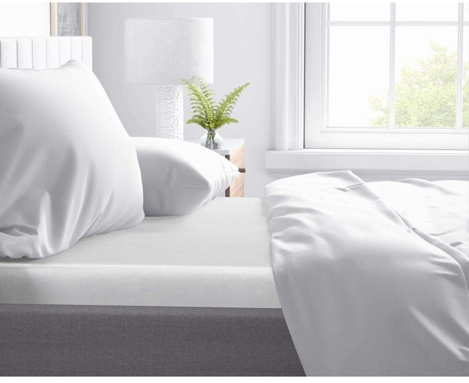 Duraxl Hoeslaken - Topper - Katoen-satijn - 160 x 200 cm - Wit