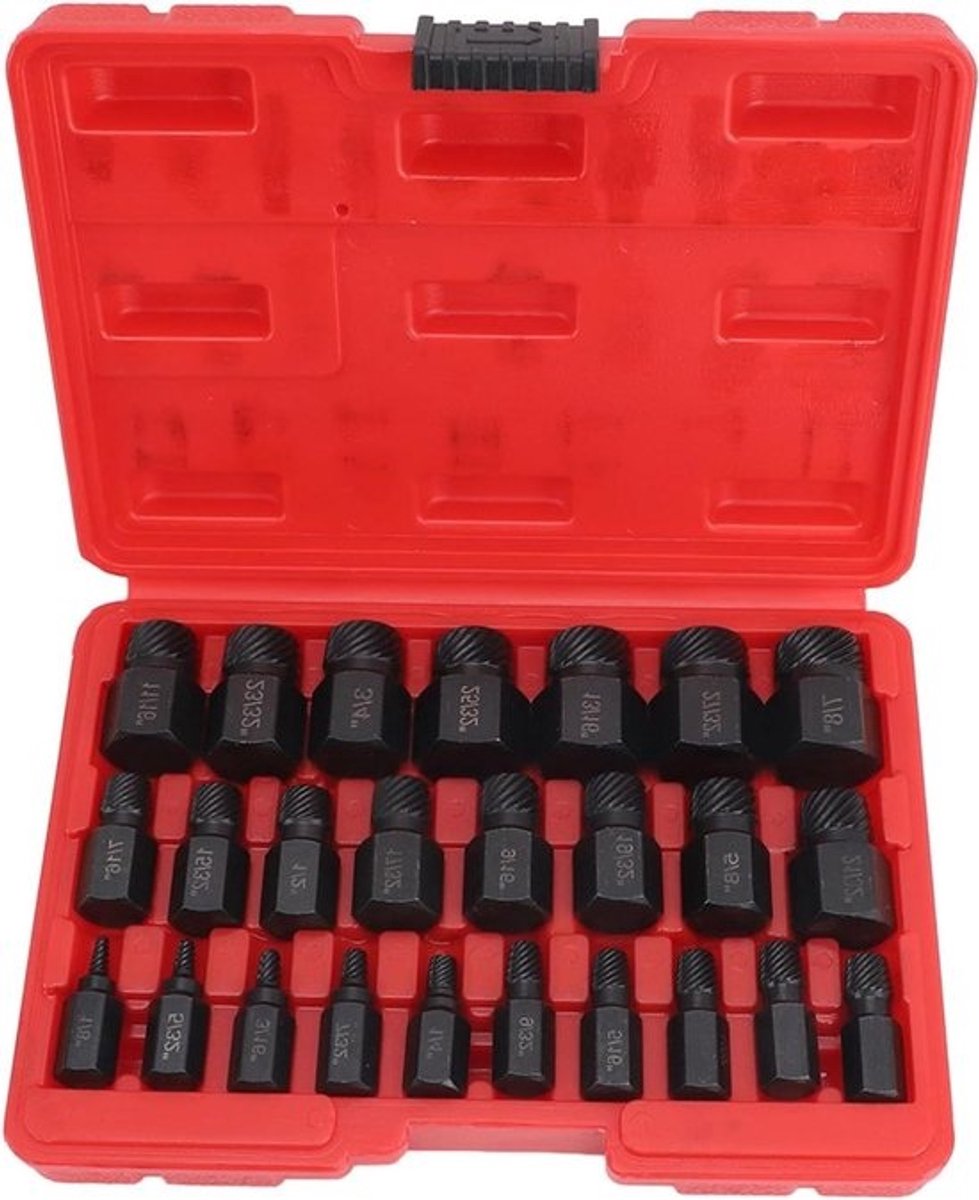 Schroefuithaler set - Beschadigde schroeven - Vastgelopen bouten verwijderen - Gelegeerd staal - 25 delig - One Color