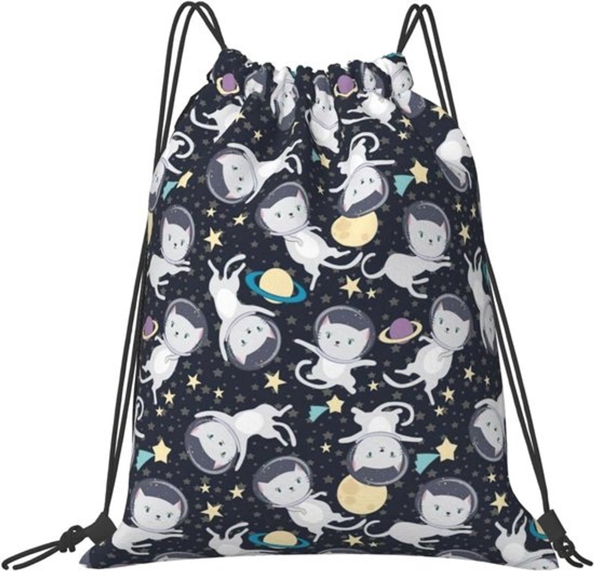 Leuke kat astronaut trektouw sporttas voor mannen en vrouwen, grote sportrugzak, waterdichte reisstrandtas.