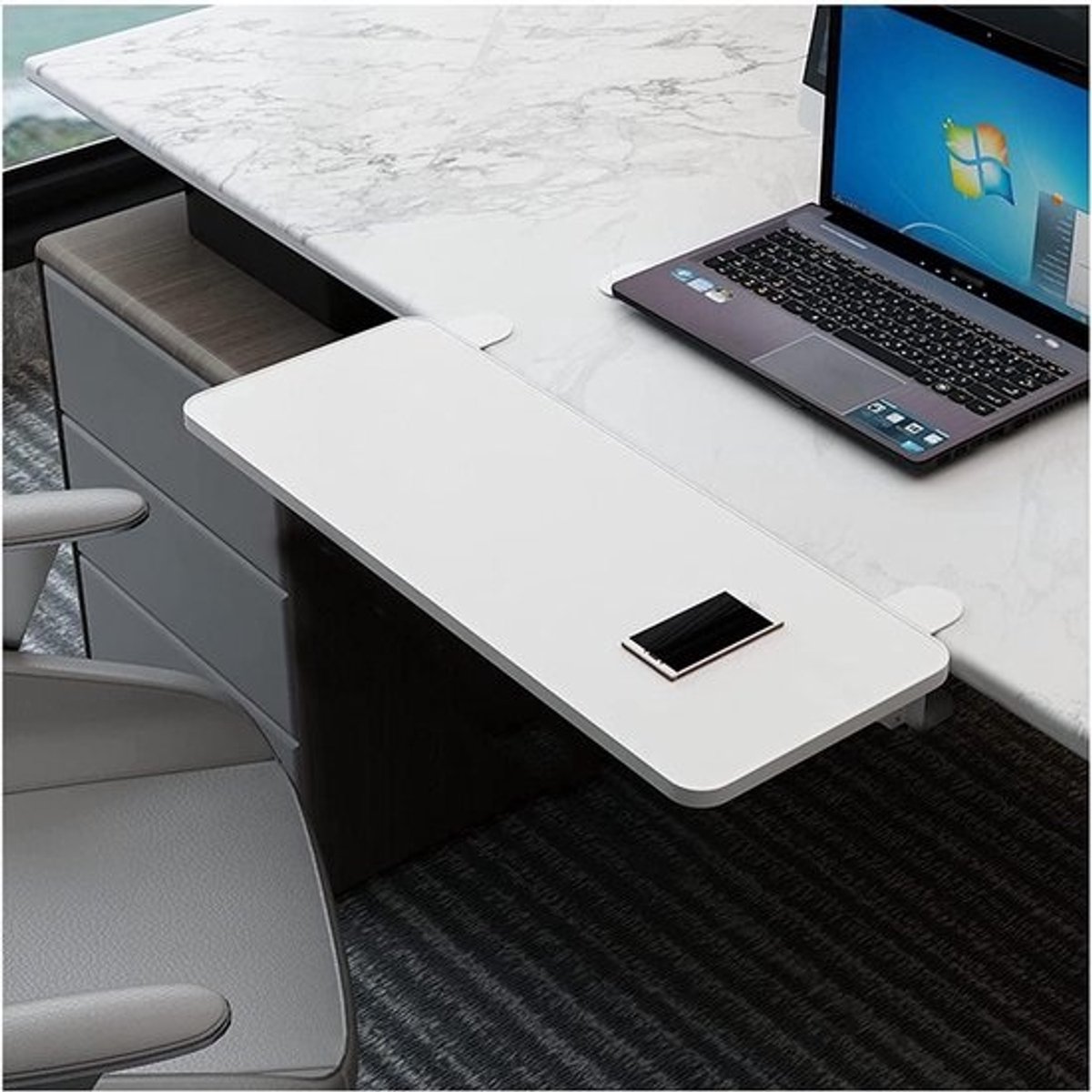 Bureau Verlengstuk - Toetsenbord Lade - Comfortabel Werken - Opvouwbaar & Ruimtebesparend - 75x25cm - Geel