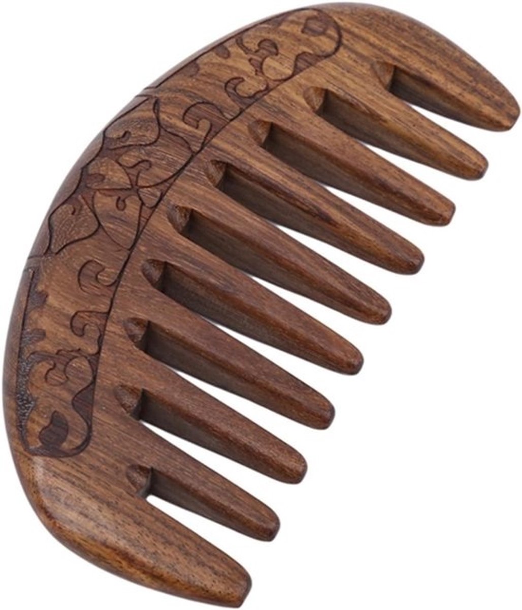 Houten Haarkam - Baardkam Stylingkam - Haar Styling - Afgeronde Tanden - 1 Gram - Houtkleur