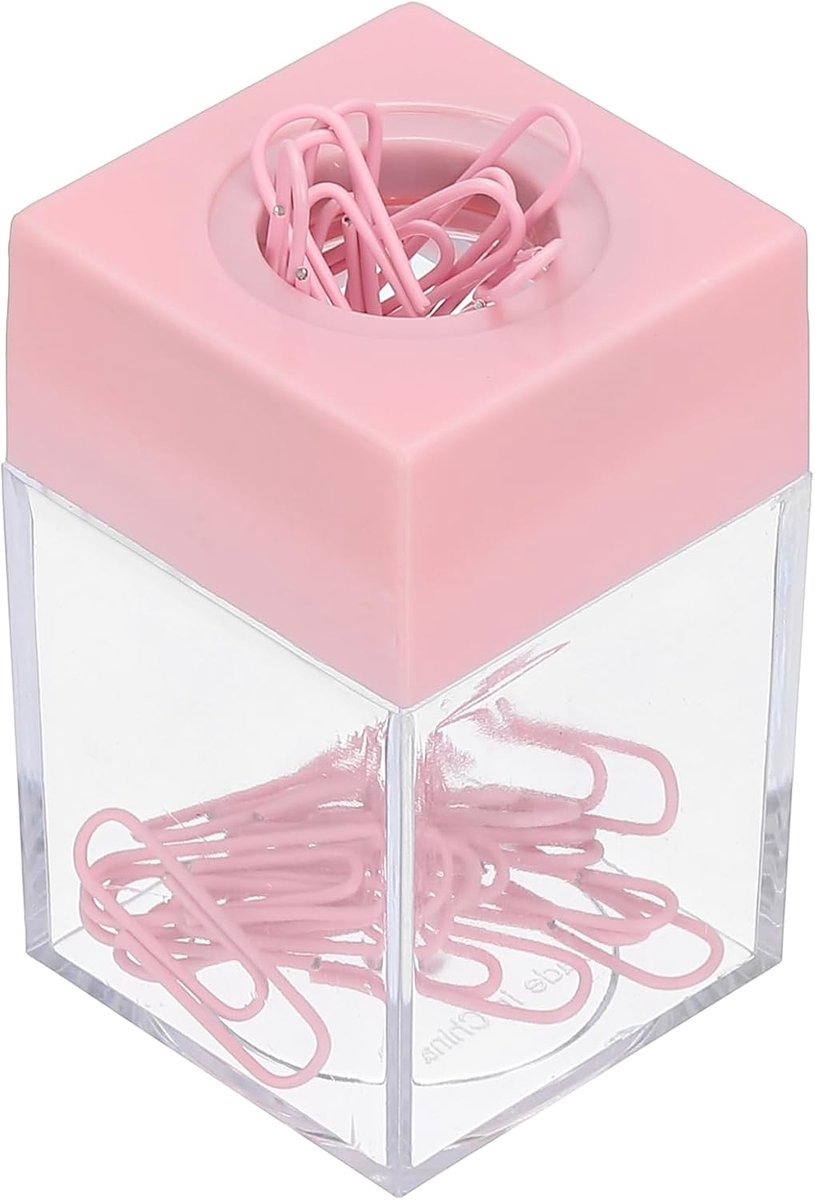 Magnetische papercliphouder dispenser, grote capaciteit paperclip organizers met magnetische top voor bureaubenodigdheden, kantoor, klaslokaal, thuis, roze