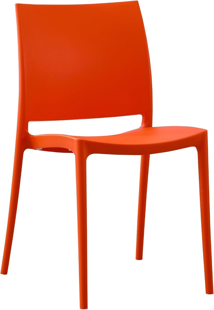 Meton Tuinstoel - Stapelbaar - Onderhoudsvriendelijk - Weerbestendig - Kunststof -, Kleur:oranje