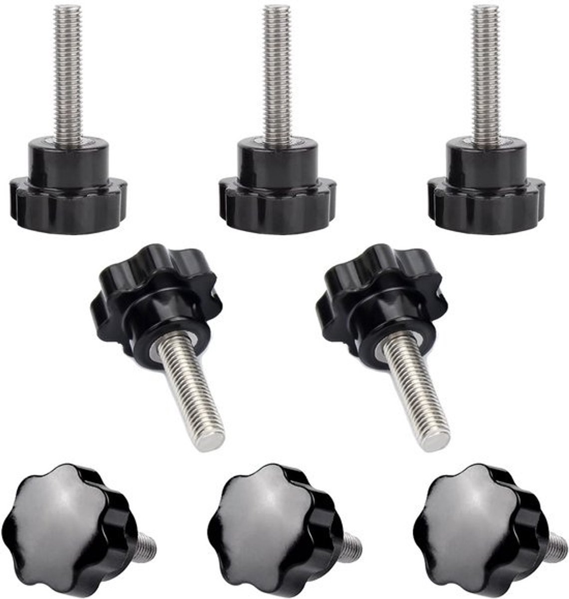 8x M6 Stervormige Greepschroeven 40mm - Kartelschroef met Handgreep voor Machines