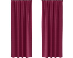 vidaXL - Blackout - Gordijnen - met - Ringen - 2 - st - Wijnrood - 260 - x - 140 - cm