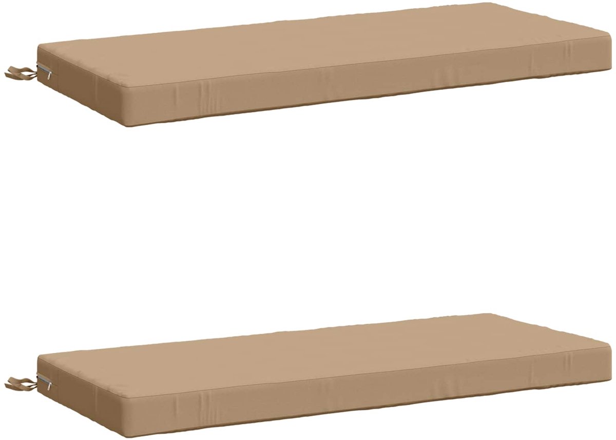 vidaXL Bankkussens - SOEST - 2 - st - 100% - Polyester - Zand - 120 - x - 50 - x - 8 - cm
