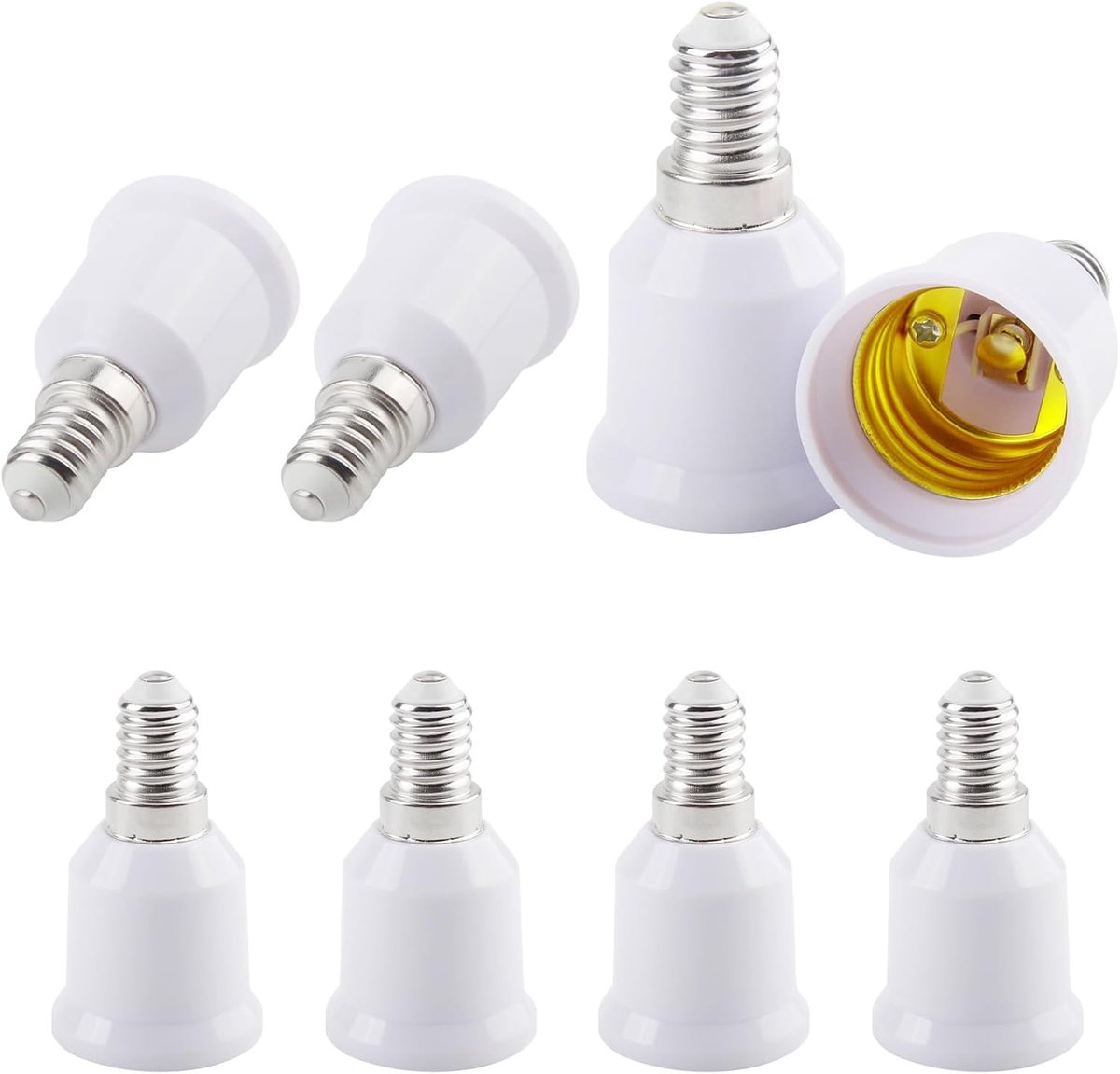 8 stuks E14 naar E27 adapter verlengde schroefadapter lampvoet converter adapter E14 naar E27 fitting converter voor ledlampen, gloeilampen, halogeen CFL-lampen