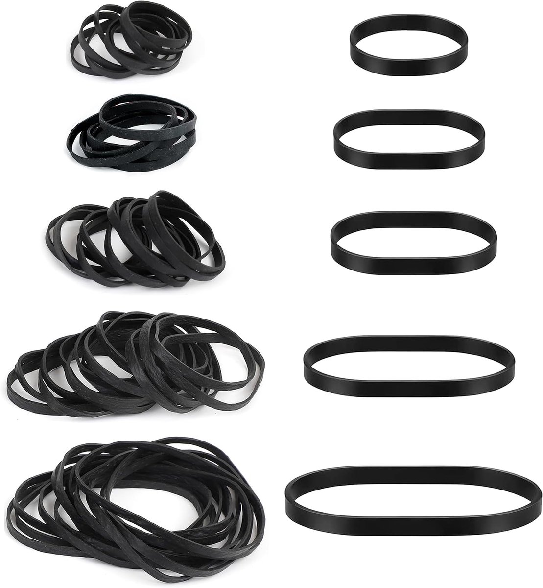 100 stuks zwarte elastiekjes 5 maten zware dikke rubberen band diverse brede elastische band voor kattenbak bestandsmap camping wandelen thuis school kantoorbenodigdheden-0.9/1.5/2.1/2.6/3.1IN