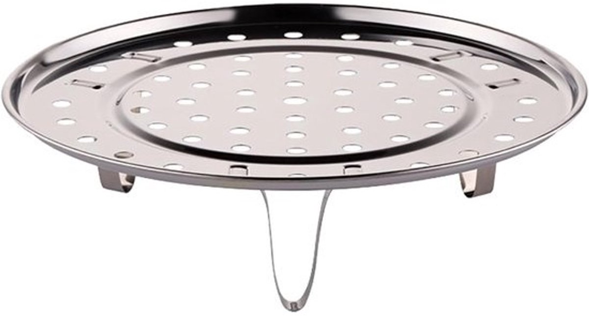 Roestvrijstalen stoomrek - Standaard bak - Stomen van voedsel - Stabiel driepootontwerp - 24 cm - Zilverkleurig