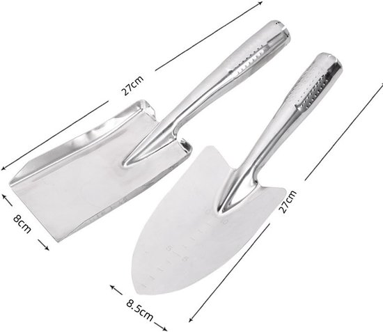 2 stuks tuinschop, troffel, handschop, roestvrij staal, minispade, tuingereedschap, kleine spade, schop, tuinschop voor het planten — afbeelding 4