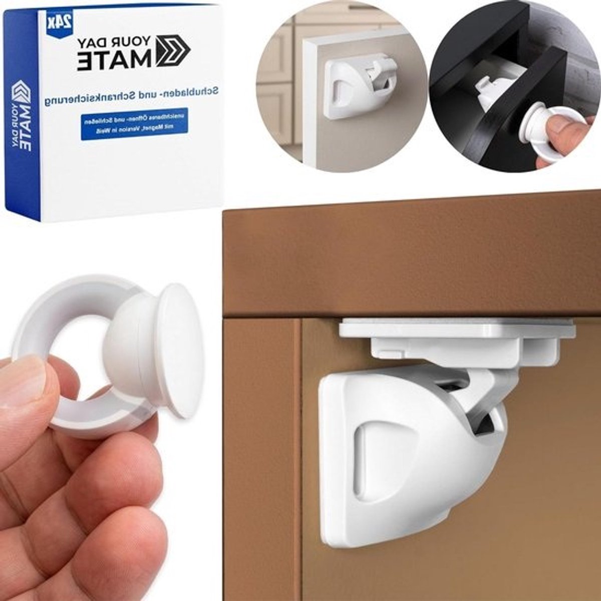 Onzichtbaar Lade Slot - Kinderslot Kastdeur - Babykamer Beveiligen - Magnetisch Sluitingssysteem - 24 Stuks - Wit