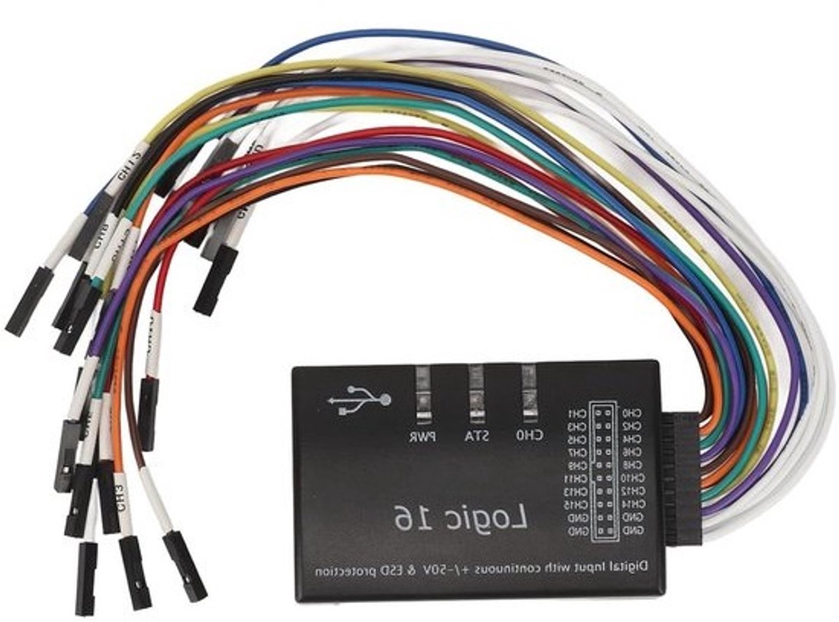 Logica Analysator - USB Tester - Data Analyse - 16 Kanalen - 100m Snelheid - Zwart