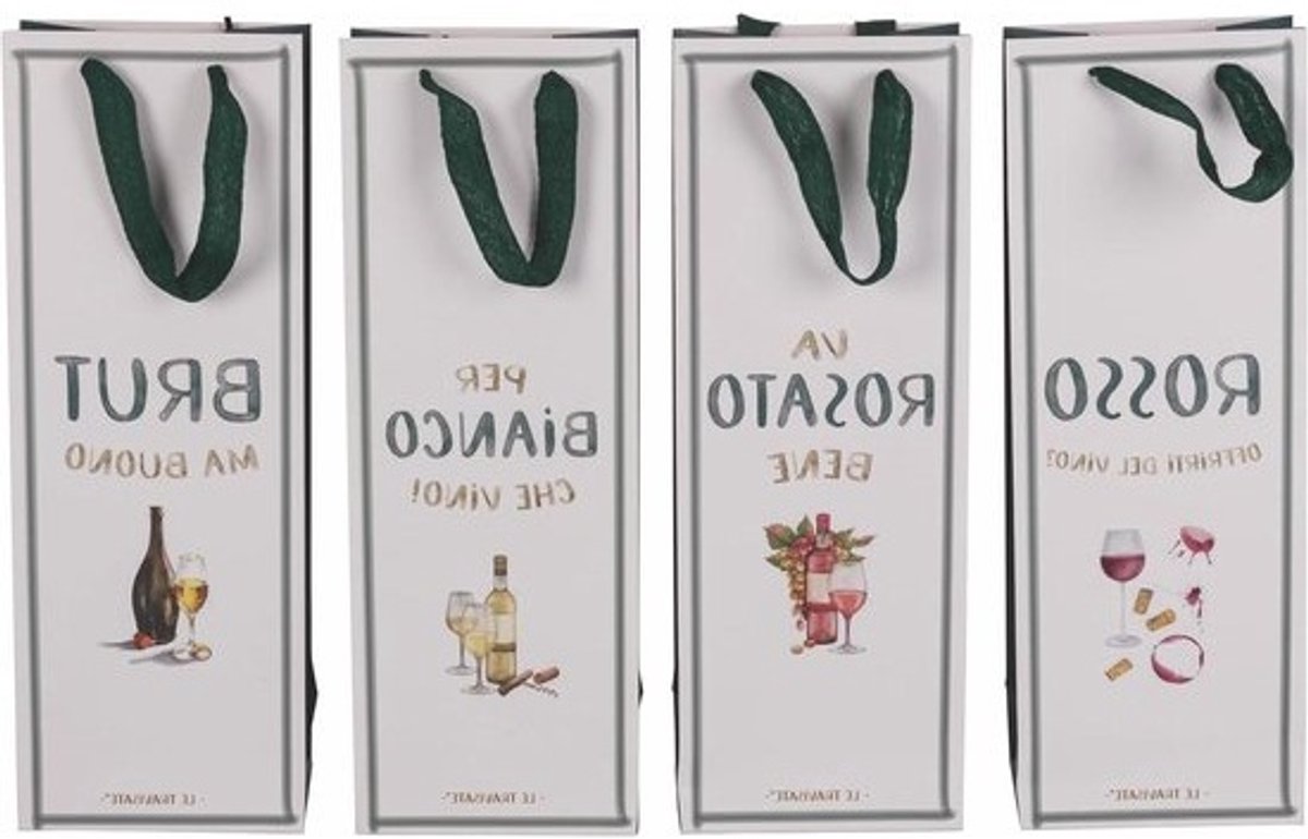 Cadeautasjes Wijnfles - Geschenktasjes Fles - Fles Presenteren - Met Stoffen Handgrepen - 14 x 9 x 39 cm