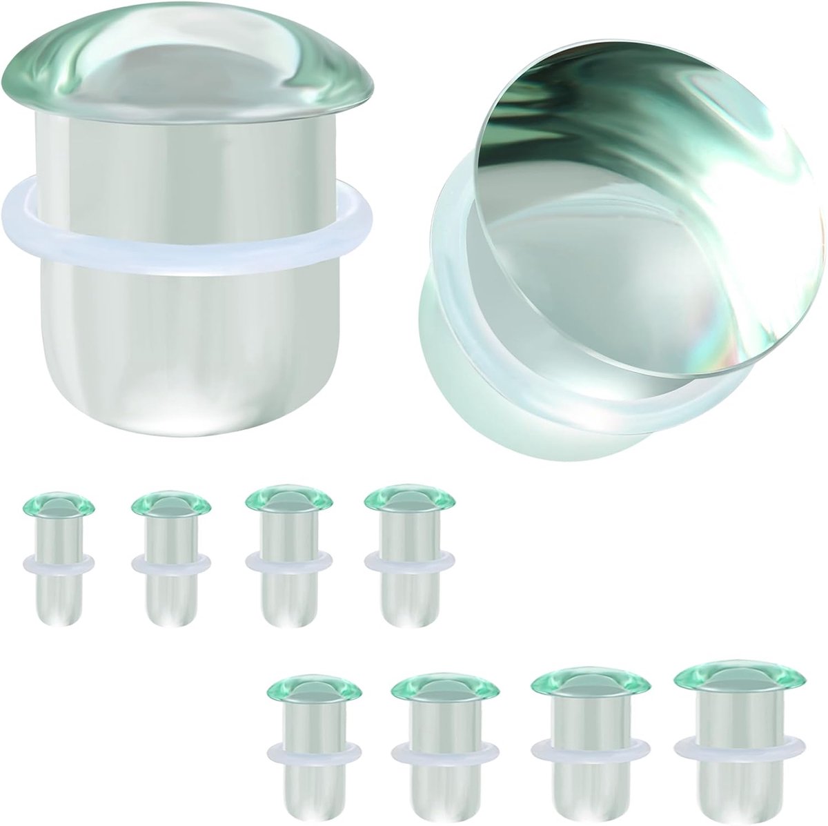 1 paar enkele oorstretchers, massieve glazen oorpluggen, maten 6g – 9/16 inch beschikbaar voor vrouwen en mannen, transparante ear stretchers