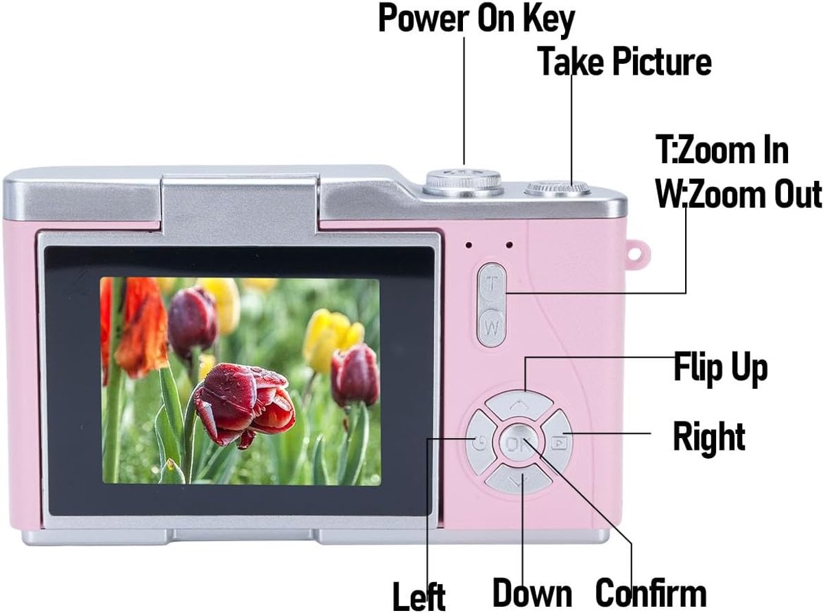 Camera, 1080p 48mp 2,4 Inch HD Display 18x Zoom Auto Focus Vlogging Camera Anti Shake Compact Point Camera voor Tieners Jongens Girls Senioren Student, Ondersteunt 128 thumbnail 3